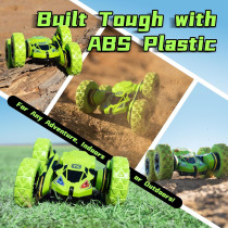 Threeking Green RC Stunt Car – Double-Sided 360° Flips & Rotations