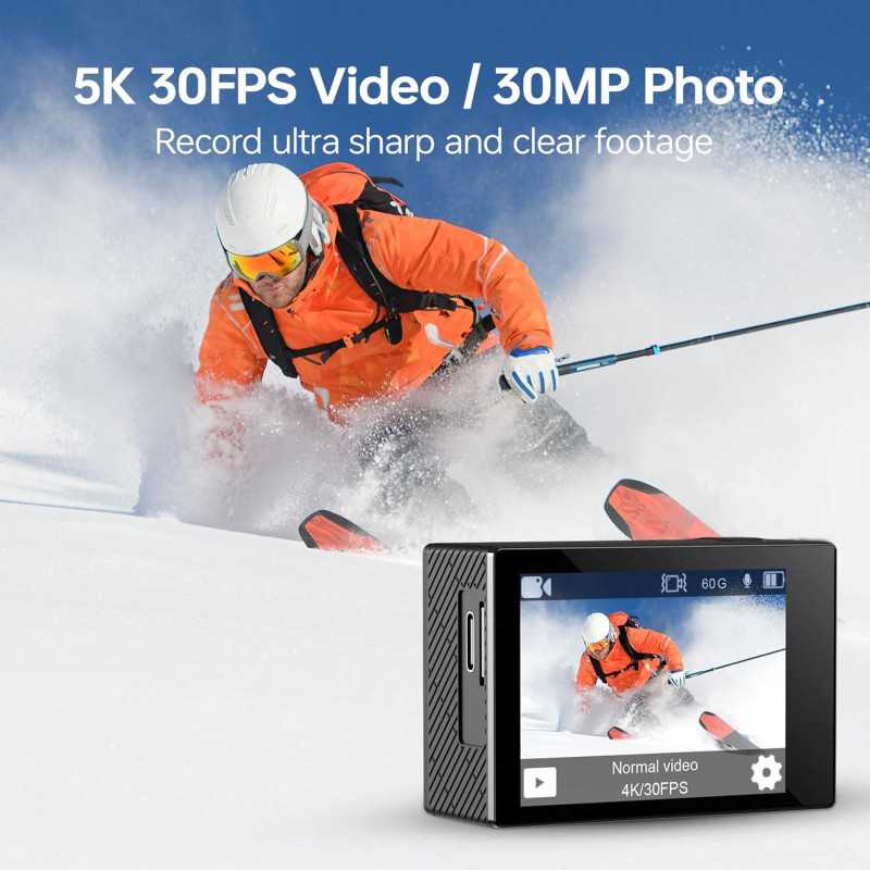 5K Waterproof Action Camera 30FPS 131FT Underwater WiFi Remote 64GB