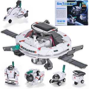 STEM Solar Robot Kit for Kids 8-12 – 6-in-1 Science Building Toy with Solar Panel & Battery Powered Gift