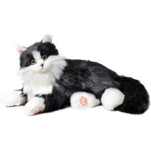Chongker Black Cat Plush Toy with Voice, Heartbeat & Purring – Interactive