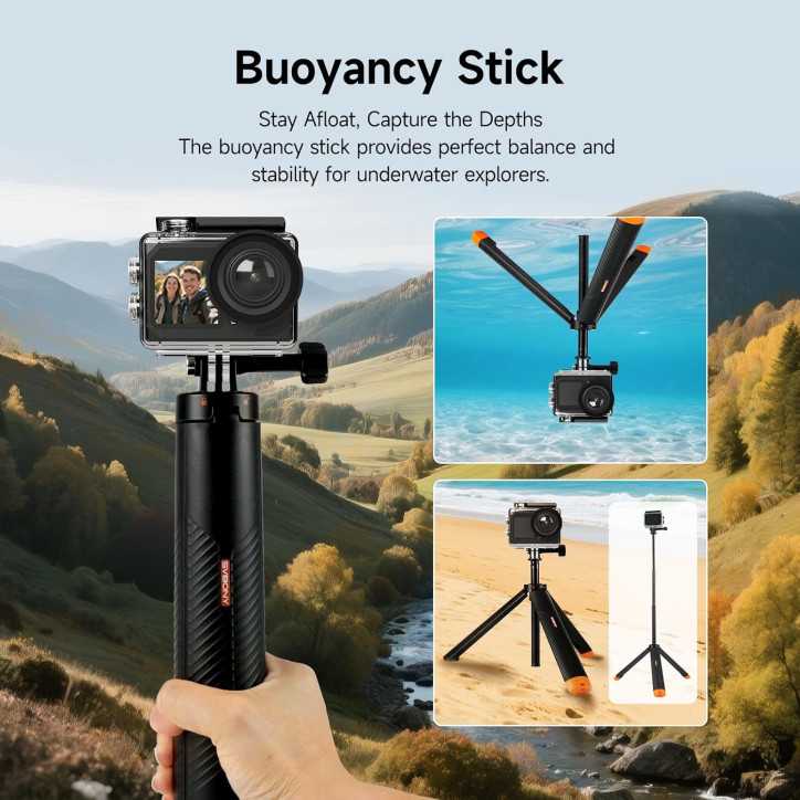 Caméra d'Action SVBONY SVGo 2 4K30FPS 50MP Écran Tactile Double IPS Étanche avec Selfie Stick Flottant Caméra d'Action SVBONY SVGo 2 4K30FPS 50MP Écran Tactile Double IPS Étanche avec Selfie Stick Flottant