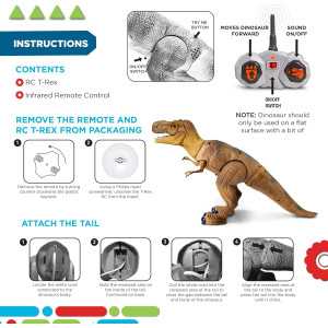 Discovery™ Remote Control T-Rex Dinosaur Toy – Realistic Walking, Roaring, Chomping RC Figure for Kids 6+