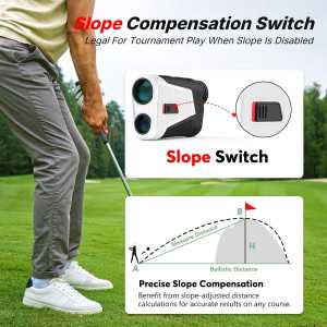 WOSPORTS Red OLED Golf Rangefinder 1200Y, 7X Magnification, Slope
