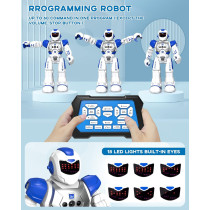 SONOMO Robot Programmable RC 2.4GHz avec Contrôle Gestuel pour Enfants 6-9 Ans - Version Améliorée Bleu/Blanc
