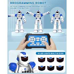 SONOMO Robot Programmable RC 2.4GHz avec Contrôle Gestuel pour Enfants 6-9 Ans - Version Améliorée Bleu/Blanc