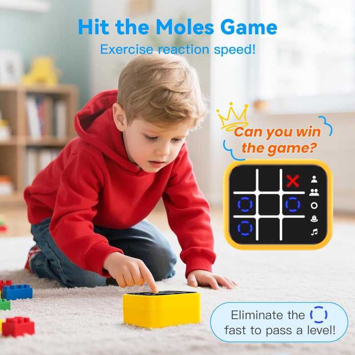 Jeu de Tic Tac Toe Rechargeable Jaune avec 5 Jeux de Mémoire Électronique Portable pour Enfants et Adultes Jeu de Tic Tac Toe Rechargeable Jaune avec 5 Jeux de Mémoire Électronique Portable pour Enfants et Adultes