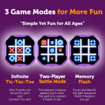 3-in-1 Electronic Tic Tac Toe Game - Handheld Travel Toy, Purple