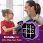 Jeu Électronique Tic Tac Toe 3-en-1 Portable Violet, Mode Silencieux, Amusant pour Enfants et Adultes