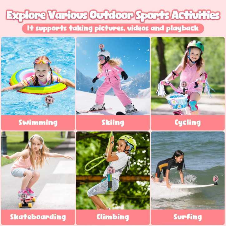 PROGRACE Kids Waterproof 1080P HD Video Camera for Girls – Underwater Digital Camcorder Gift Ages 3-12 PROGRACE Kids Waterproof 1080P HD Video Camera for Girls – Underwater Digital Camcorder Gift Ages 3-12