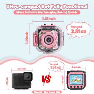 PROGRACE Kids Waterproof Camera for Girls - 1080P HD Underwater Camcorder