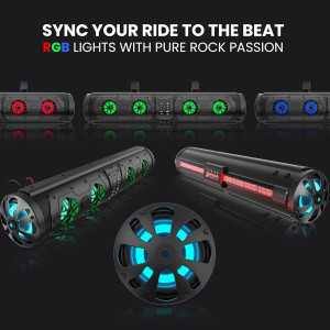 28 Waterproof Golf Cart Sound Bar Bluetooth, RGB Lighting, 8 Speaker HiFi 2.1HD Amplified w/ T Bracket