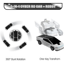Remote Control Cyber Transformer Car 2.4GHz One-Button Deformation 360° Rotation Drift RC Truck Toy for Kids