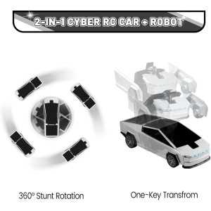 Remote Control Cyber Transformer Car 2.4GHz One-Button Deformation 360° Rotation Drift RC Truck Toy for Kids
