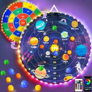 2-in-1 29 Large LED Dart Board with 12 Sticky Balls, 8-12 Games, APP Control - Indoor & Outdoor Kids Toy