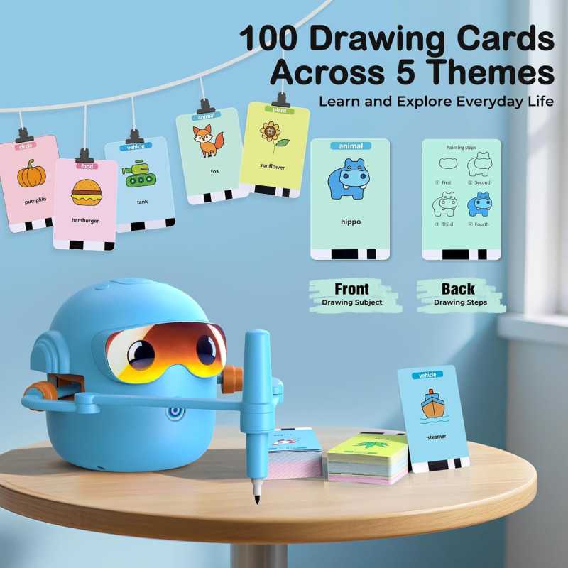 Robot de dessin Montessori pour enfants avec 16 stylos colorés