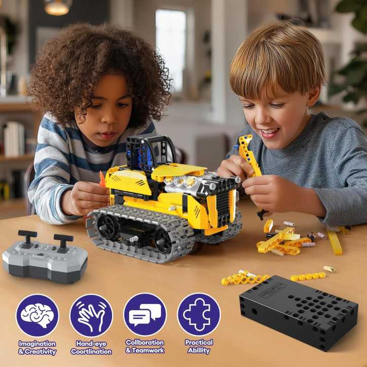 5-in-1 STEM Robot Building Kit, 452 PCS Blocks, App & Remote Control Robotics Toy for Kids Ages 6-14