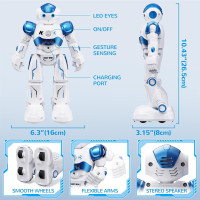 SGILE Robot Télécommandé Programmable à Détection de Geste Rechargeable pour Enfants 3-12 Ans, Bleu