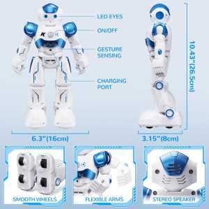SGILE Gesture Sensing Programmable Rechargeable RC Robot Toy for Kids Ages 3-12, Blue Birthday Gift