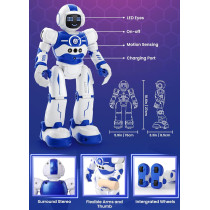Robot programmable télécommandé pour enfants 4-10 ans - danse, gestes et capteurs, cadeau anniversaire