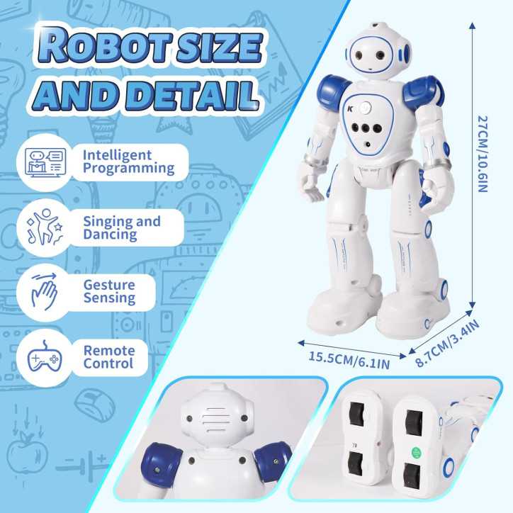 Robot jouet programmable pour enfants 3-9 ans avec télécommande sans fil, danse et chant Robot jouet programmable pour enfants 3-9 ans avec télécommande sans fil, danse et chant