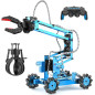 2-in-1 Remote Control Robot Arm Kit with 360° Gripper & Wheels – Science Toy Gift for Kids & Adults, No Assembly
