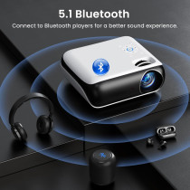 HAPPRUN 1080P Bluetooth Projector - Portable Full HD Outdoor Movie Player