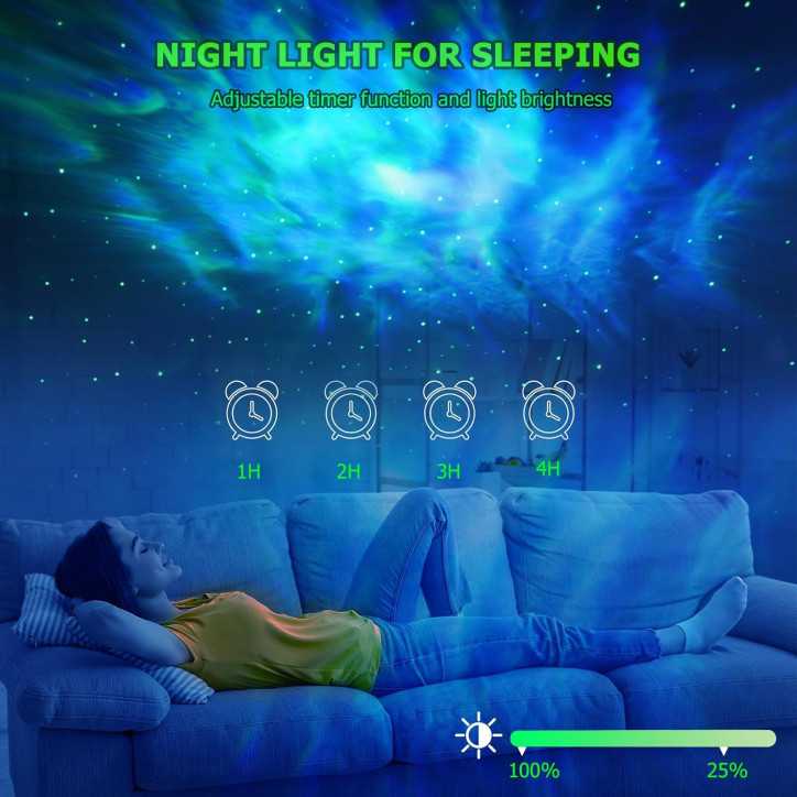 Galaxy Star Projector with Timer & Remote – Night Light for Bedroom, Party, and Decoration