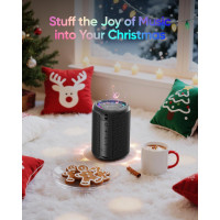 Portable Bluetooth Speaker with Lights, IPX5 Waterproof, BT 5.3, TWS Pairing, All-Day Playtime, White Elephant Gift