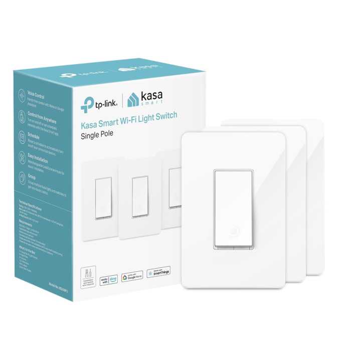 Kasa Smart Light Switch HS200P3, câble neutre requis, Wi-Fi 2.4GHz, compatible Alexa/Google, blanc Kasa Smart Light Switch HS200P3, câble neutre requis, Wi-Fi 2.4GHz, compatible Alexa/Google, blanc