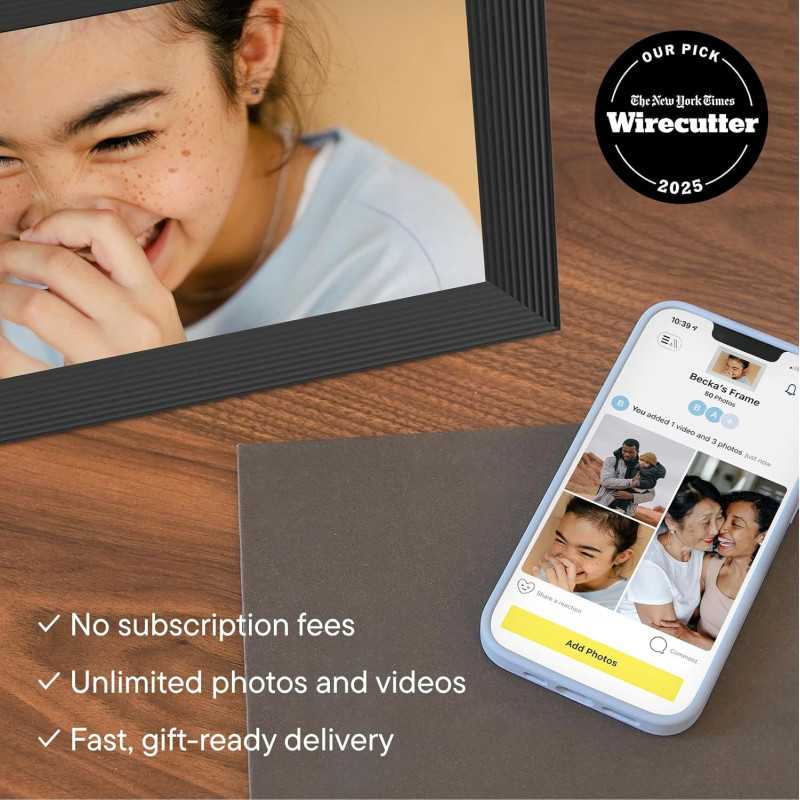 Aura Carver HD 10.1” WiFi Digital Picture Frame with Free Storage