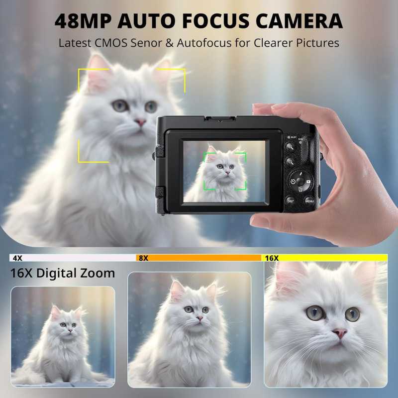 Appareil Photo 4K 48MP Vlogging 2024 avec Écran 180° et Zoom