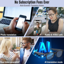 AI Translation Smart Glasses with ChatGPT, Bluetooth, 164-Language Translator, Color-Change Lens, Music & Calls