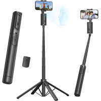 Trépied Auto Suivi Visage 67'' avec Rotation 360°, Télécommande Bluetooth, Support Téléphone pour iPhone, Vlog, Live, Appels vid