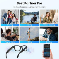 Mingtawn AI Smart Glasses with 4K Camera, BT Call & Dual Mic – Blue
