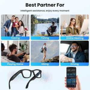 Mingtawn AI Smart Glasses with 4K Camera, BT Call & Dual Mic – Blue