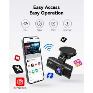 Caméra Dash REDTIGER 4K Avant-Arrière avec GPS et Wi-Fi