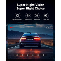 REDTIGER Dash Cam Front Rear 4K/2.5K Full HD, Carte 32GB, Wi-Fi GPS, Écran 3.16, Vision Nuit, 170° Angle