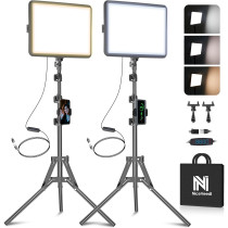 Kit Lumière Vidéo LED 2-Pack NiceVeedi Dimmable avec Trépied