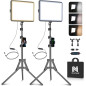 2-Pack NiceVeedi LED Video Light Kit, 2800-6500K Dimmable with Tripod & Phone Holder, 73 for Streaming & Recording 2-Pack NiceVeedi LED Video Light Kit, 2800-6500K Dimmable with Tripod & Phone Holder, 73 for Streaming & Recording
