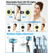 Vlogging Kit for iPhone/Android with 63” Auto Face Tracking Tripod & Mic