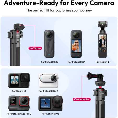 ULANZI MT-16 Trépied Mini Extensible 4 Niveaux Tête Rotative 360° Léger pour Appareil Photo et Webcam