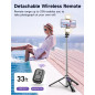 Trépied Selfie 53'' avec Lumière, Télécommande, Clips Tout-en-1, Compatible iPhone & Android Trépied Selfie 53'' avec Lumière, Télécommande, Clips Tout-en-1, Compatible iPhone & Android