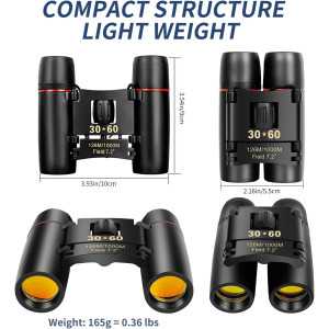 Jumelles Compactes HD Portables Pliables pour Adultes et Enfants – Observation Oiseaux, Concerts, Voyages