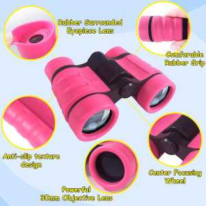 ESSENSON Kids Binoculars for Ages 3-12, Pink – Outdoor Toys for Hiking, Bird Watching & Travel Gifts