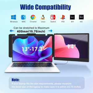 KEFEYA 14 FHD IPS Laptop Screen Extender Dual Monitor for 13-17 Laptops with USB-C & HDMI, Plug n Play