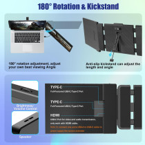 KEFEYA 14 Laptop Screen Extender FHD IPS Portable Dual Monitor USB-C/HDMI