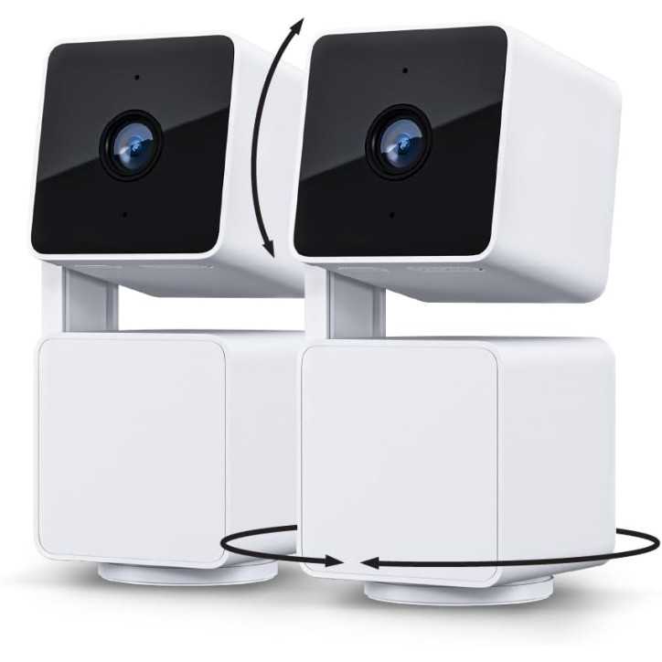 WYZE Cam Pan v3 - Caméra de sécurité Wi-Fi 1080p IP65, vision nocturne couleur, audio bidirectionnel, 2-pack
