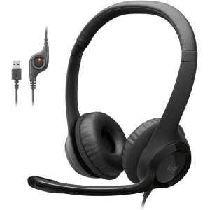 Logitech H390 USB Wired Headset with Noise-Cancelling Mic for PC, Video Calls, Music & Gaming - Black