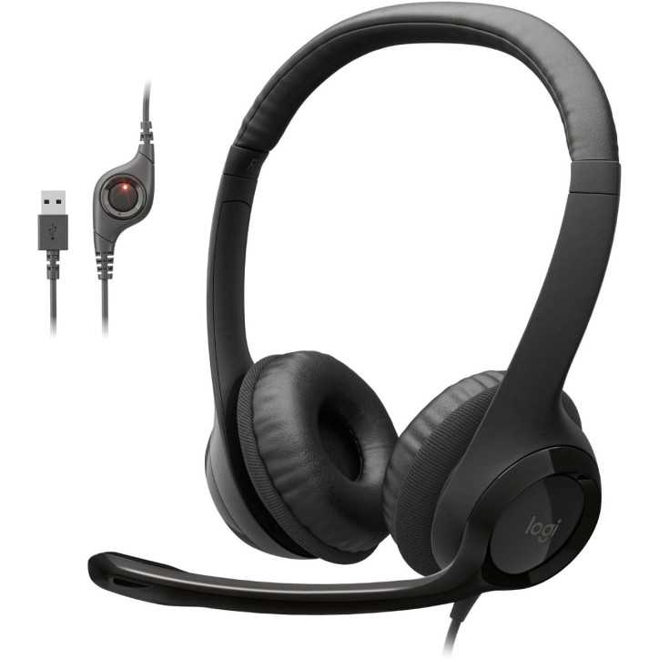 Logitech H390 USB Wired Headset with Noise-Cancelling Mic for PC, Video Calls, Music & Gaming - Black Logitech H390 USB Wired Headset with Noise-Cancelling Mic for PC, Video Calls, Music & Gaming - Black