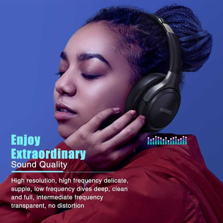 BERIBES Casque Bluetooth Sans Fil, 65H Autonomie, 6 Modes EQ, Micro, HiFi Stéréo, Pliable, Léger BERIBES Casque Bluetooth Sans Fil, 65H Autonomie, 6 Modes EQ, Micro, HiFi Stéréo, Pliable, Léger